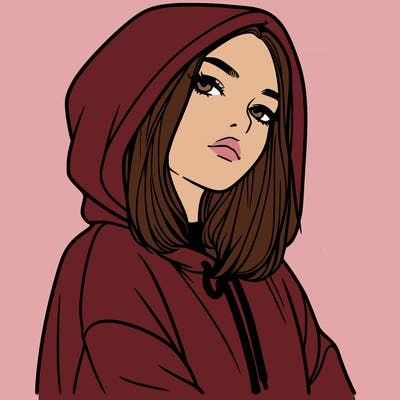 a realistic girl in a hoodie