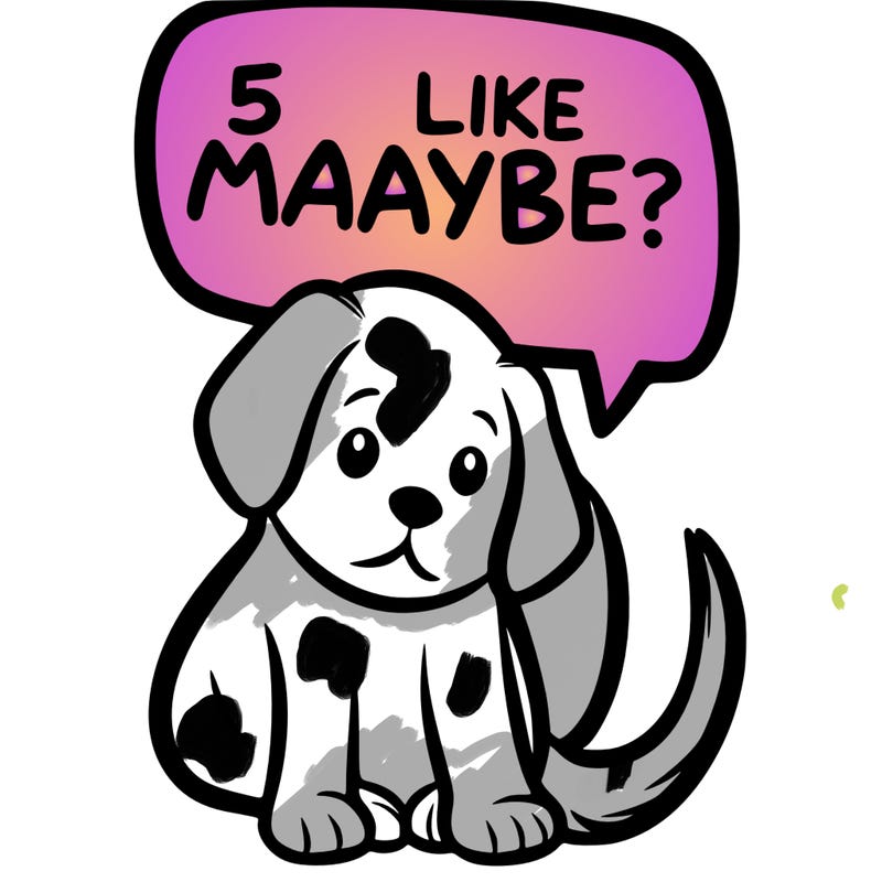 a puppy that says 5 like maybe