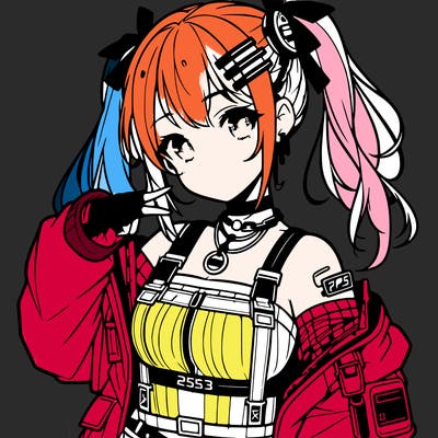 anime teen girl in cyberpunk outfit