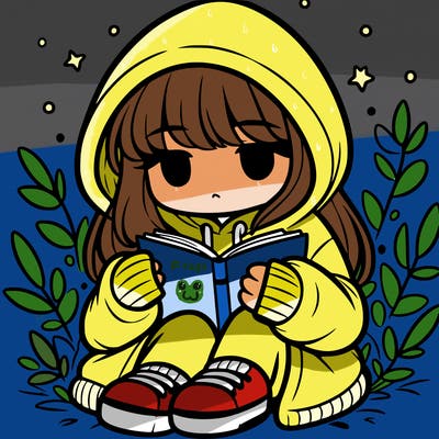 girl in oversized hoodie reading a book