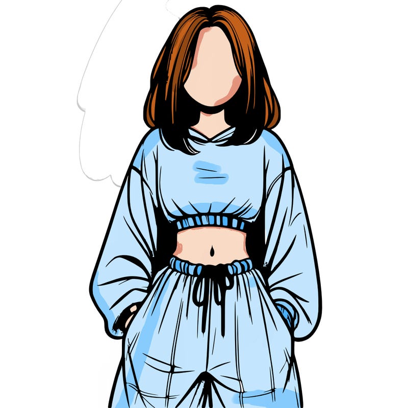 realistic girl faceless with baggy pants and a crop top