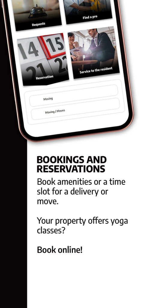 UpperBee - 住宅設備や引越しの予約を行うためのUpperBeeアプリ画面