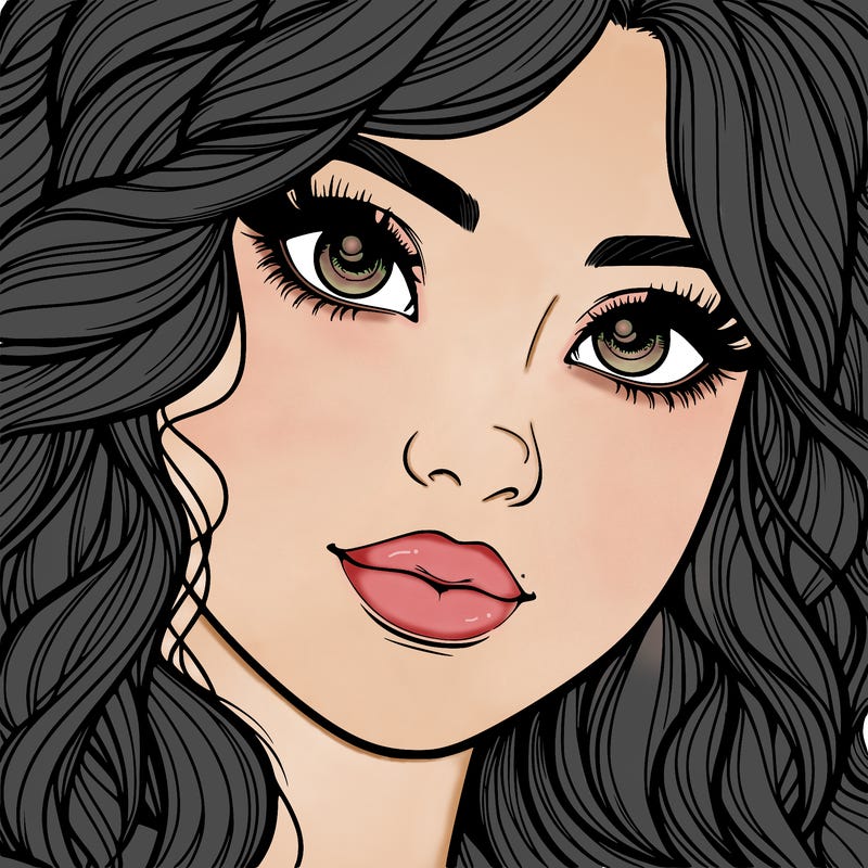 beautiful realistic girl close up to the camera with wavy hair,