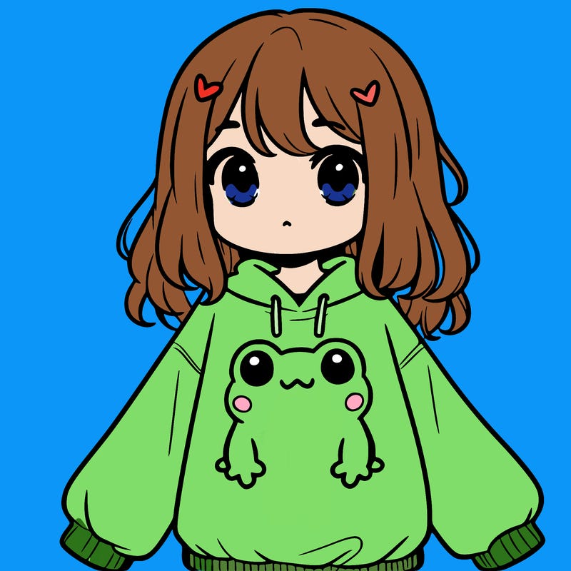 girl wearing frogging sweatshirt