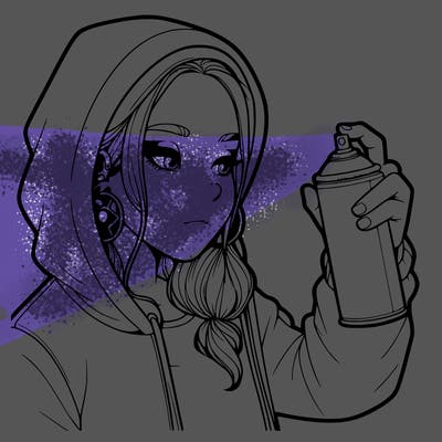 a realistic girl, spray painting