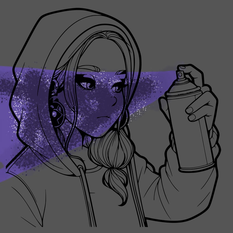 a realistic girl, spray painting