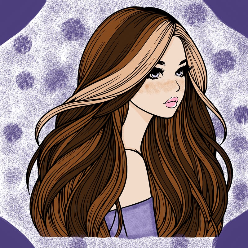 realistic girl with long realistic hair