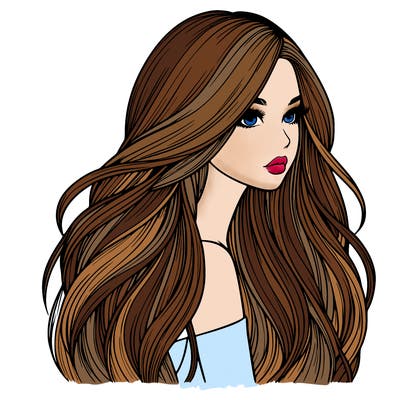 realistic girl with long realistic hair