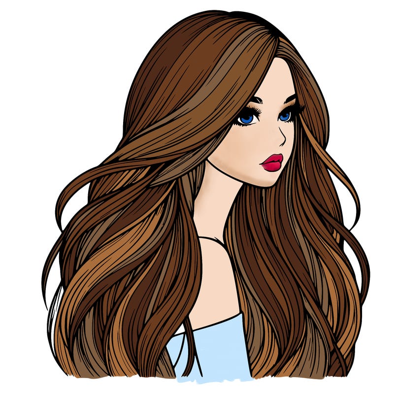 realistic girl with long realistic hair