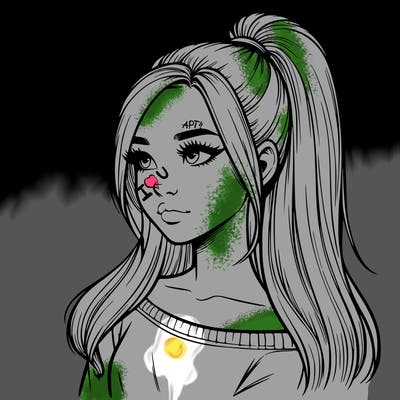 realistic girl with a high ponytail