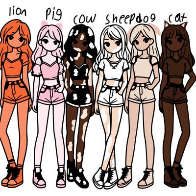 a group of girls wearing crop tops and shorts