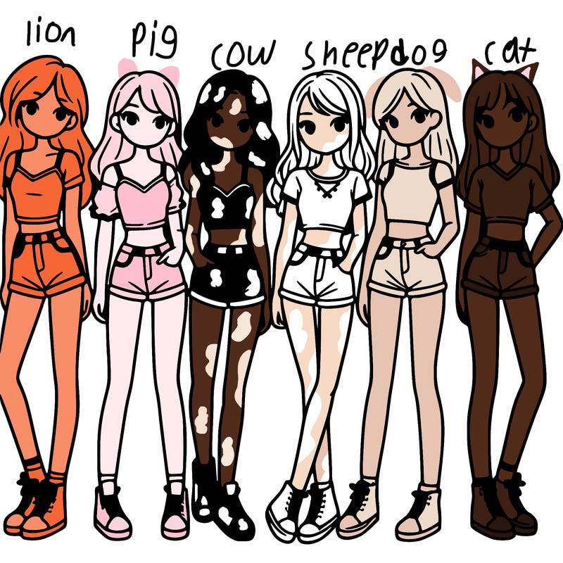 a group of girls wearing crop tops and shorts