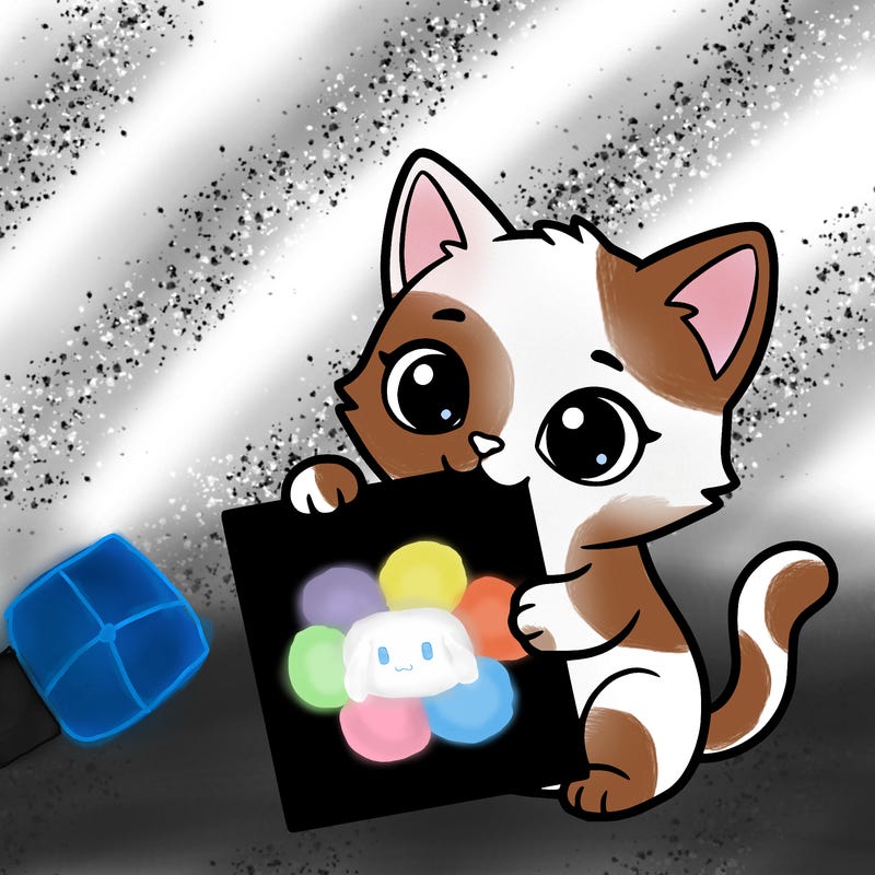 a small cat with a blank sheet of paper in its hand. the cat is sooooooo cute!