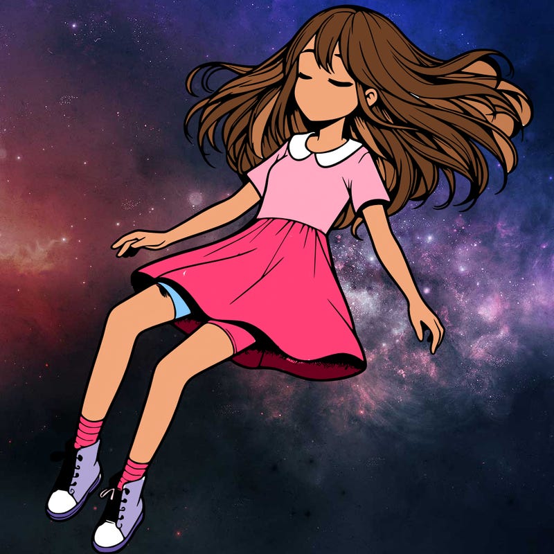 realistic girl floating