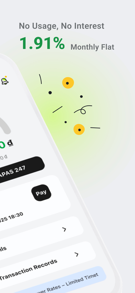 CUB Vietnam mobile app interface showing interest rates and transaction records