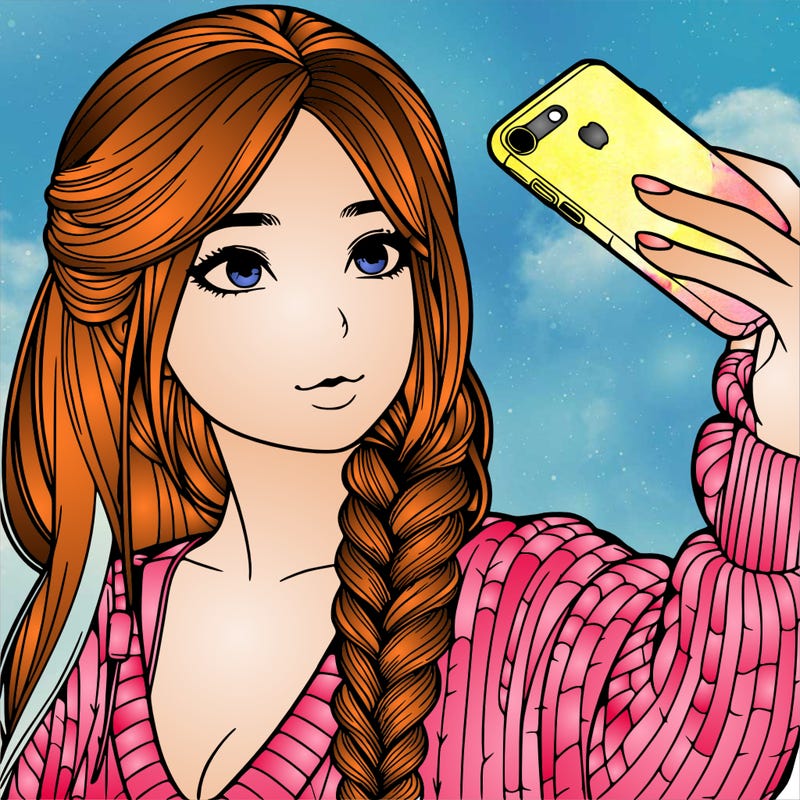 realistic girl, taking a selfie