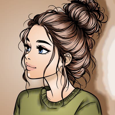 a realistic girl with a messy bun