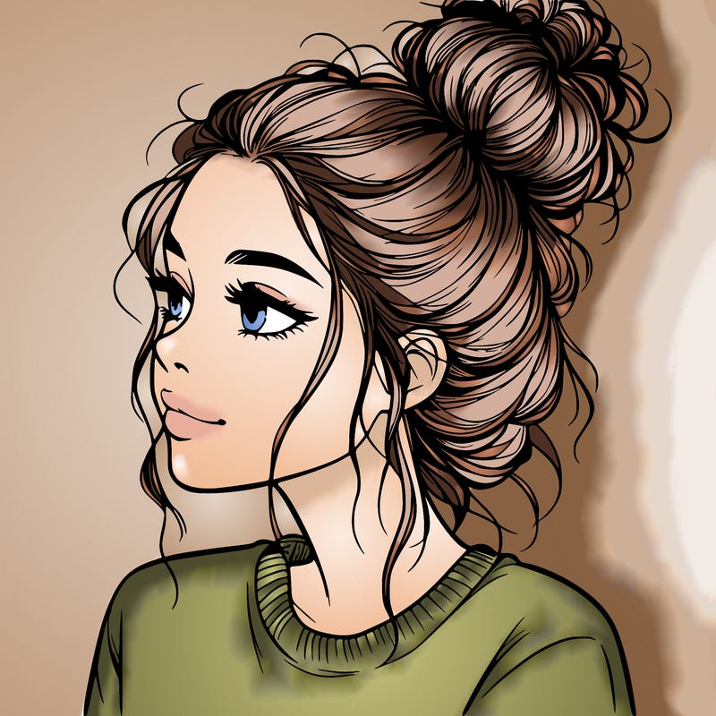 a realistic girl with a messy bun