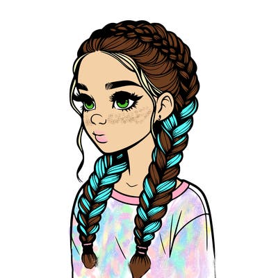realistic girl with braids