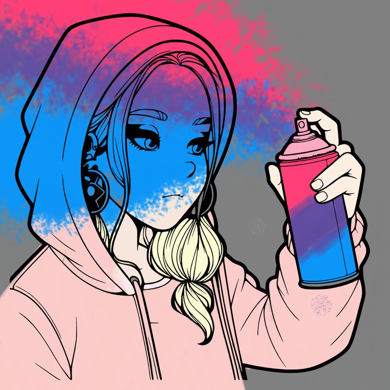 a realistic girl, spray painting