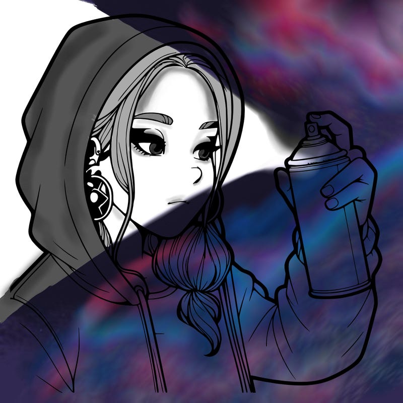 a realistic girl, spray painting