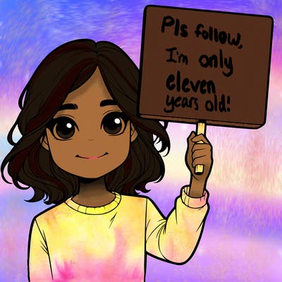 realistic girl holding up a sign