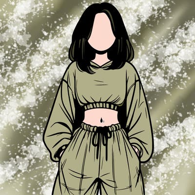 realistic girl faceless with baggy pants and a crop top