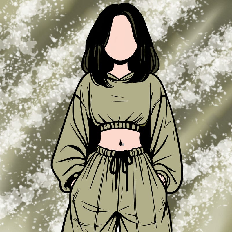 realistic girl faceless with baggy pants and a crop top