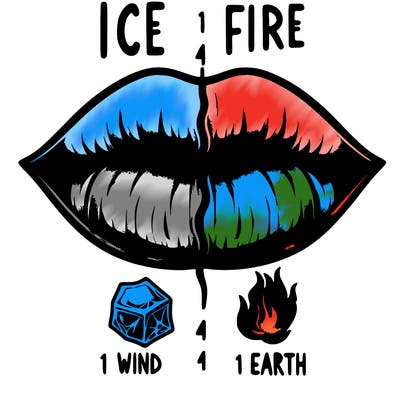 realistic lip split in fourth . 1 fourth ice 1 fire 1wind 1 earth