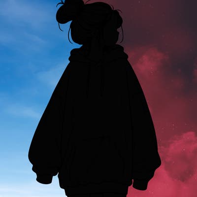 realistic girl with a oversized sweatshirt on and a bun