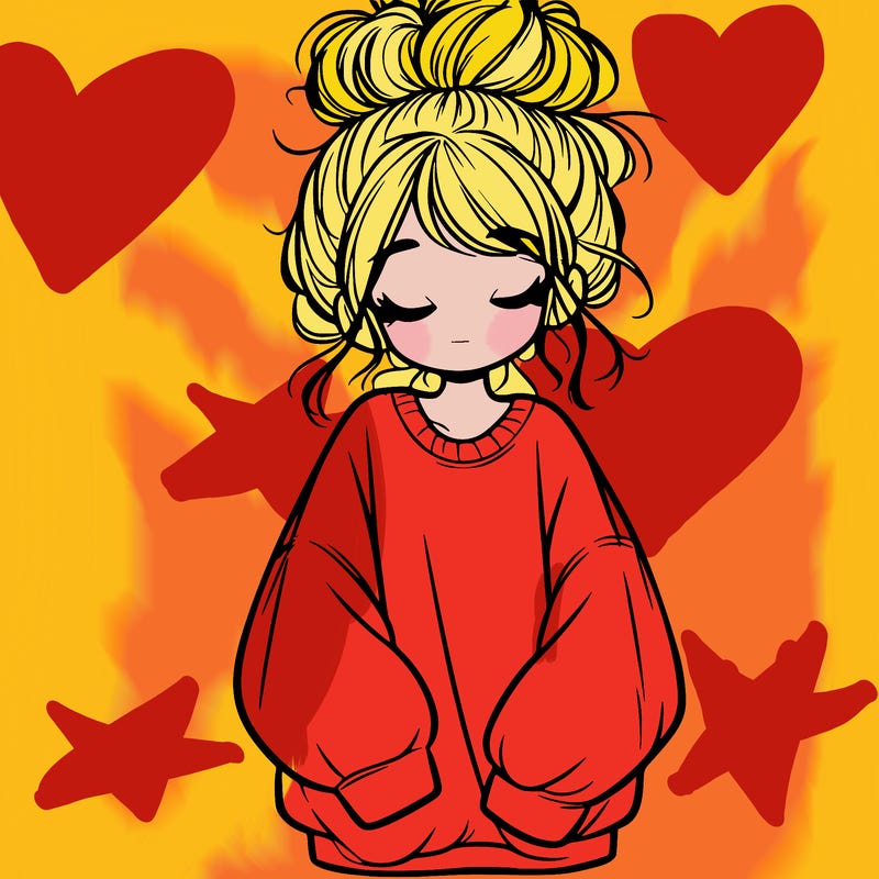 girl with baggy sweatshirt and messy bun