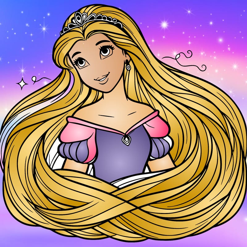 a princess with infinite long hair realistic