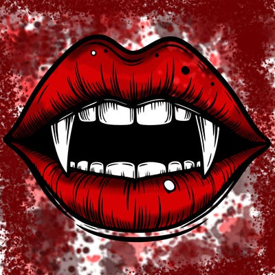 lips with vampire teeth