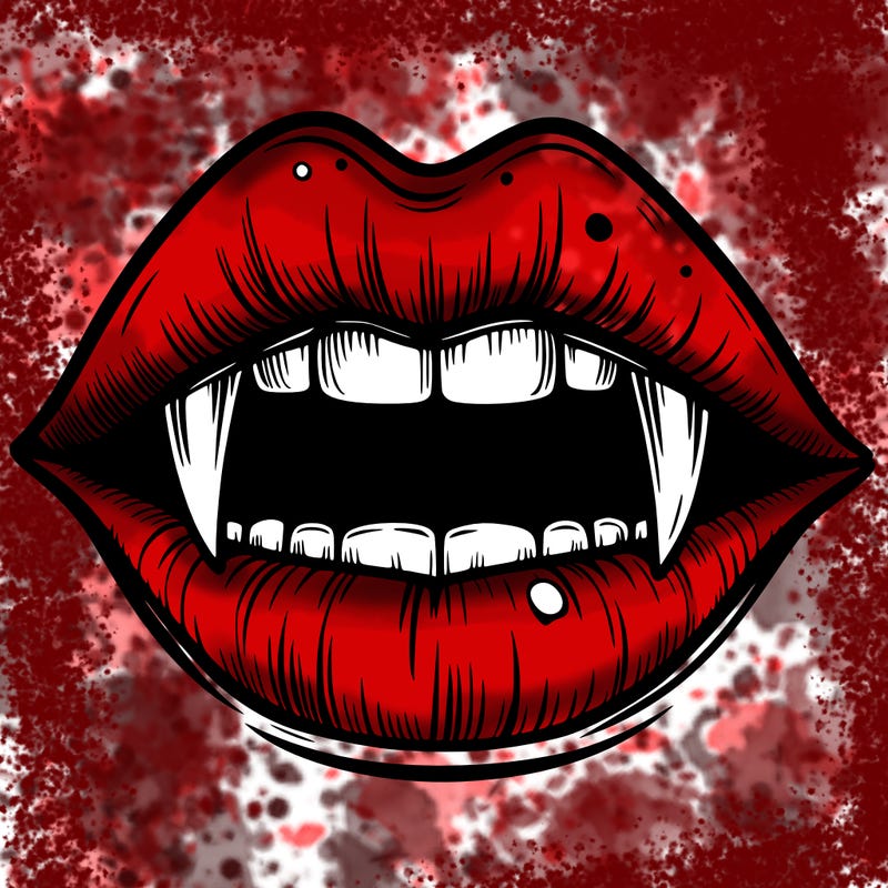lips with vampire teeth