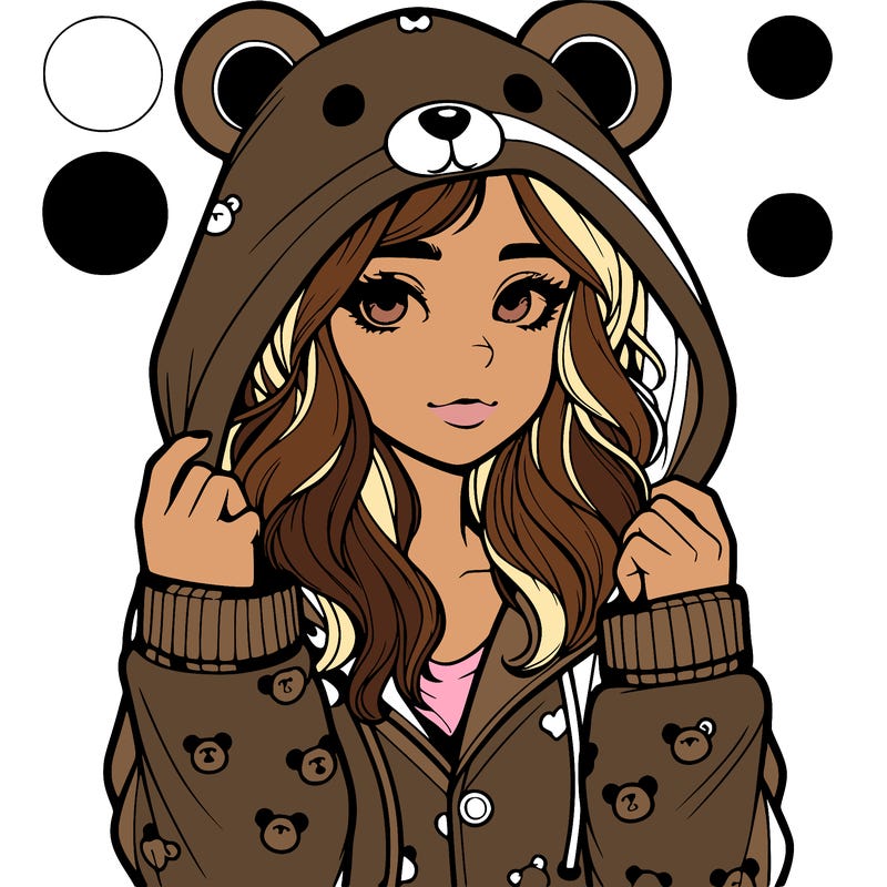 realistic girl in a animal pjs hoodie