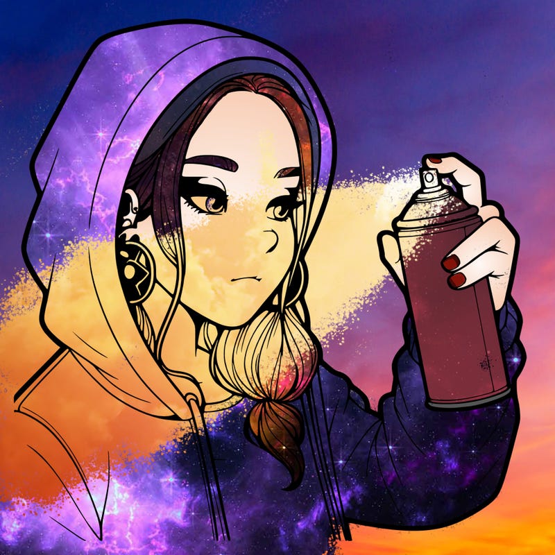 a realistic girl, spray painting
