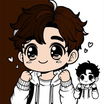 cute guy with fluffy hair realistic