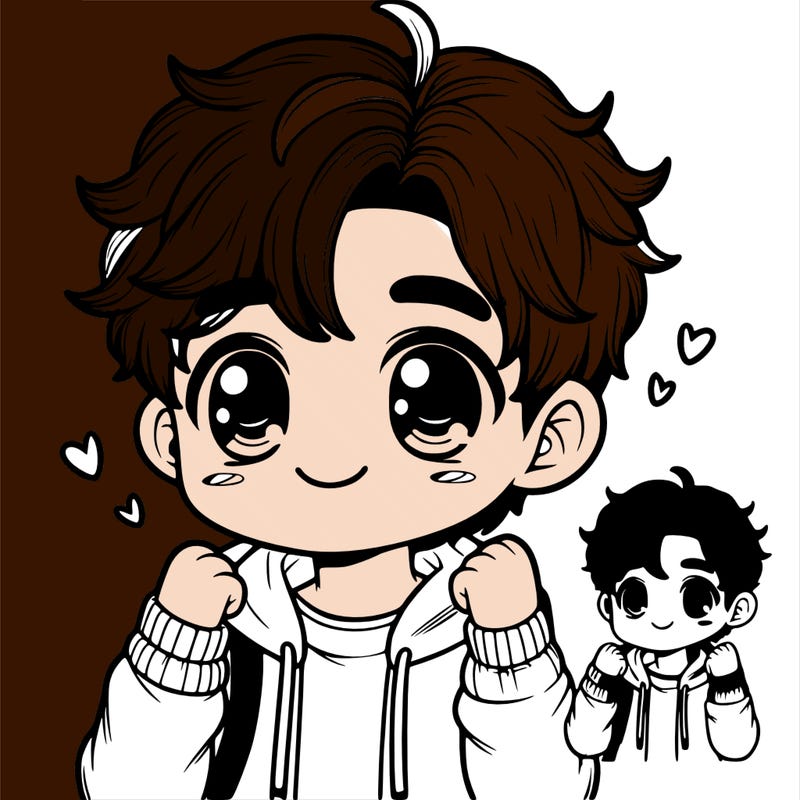 cute guy with fluffy hair realistic