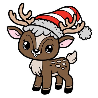 christmas reindeer with santa hat