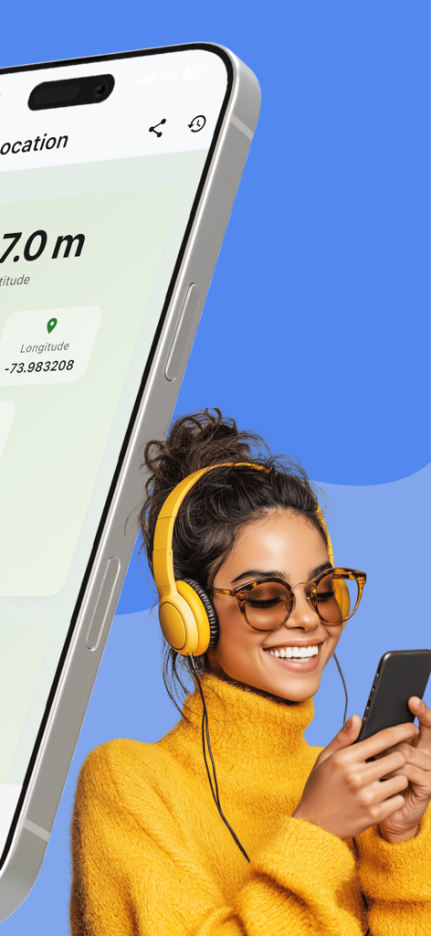 Altitude Attitude - A smartphone display showing altitude in meters and longitude coordinates within the Altitude Attitude app interface