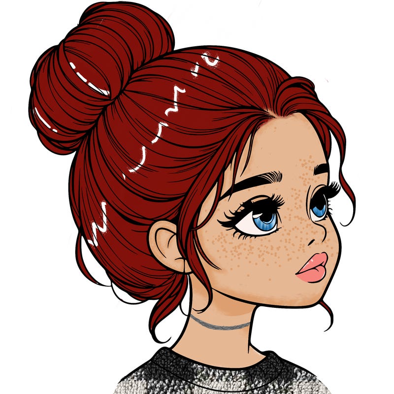 realistic girl with bun