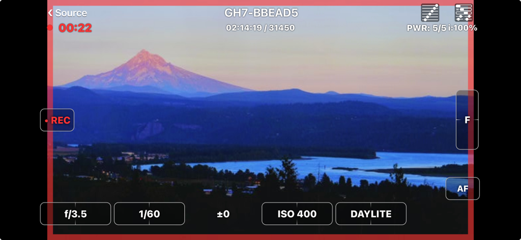 FieldMonitor - FieldMonitor app interface displaying live camera feed and professional exposure controls
