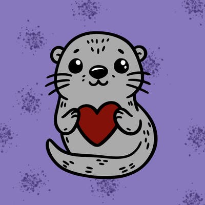 otter with a heart