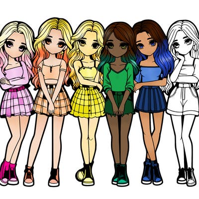 a group of girls realistic