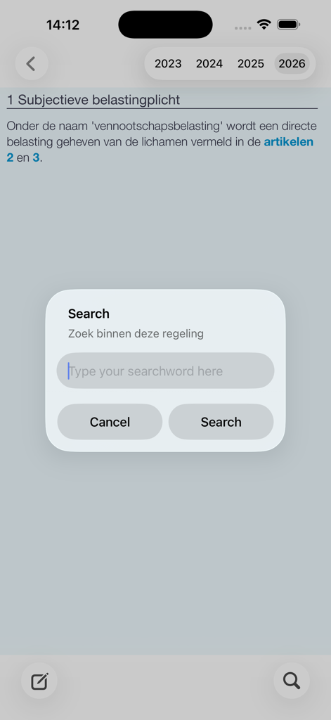 Wetten - Strumento di ricerca per leggi e regolamenti fiscali olandesi all'interno dell'app Wetten.