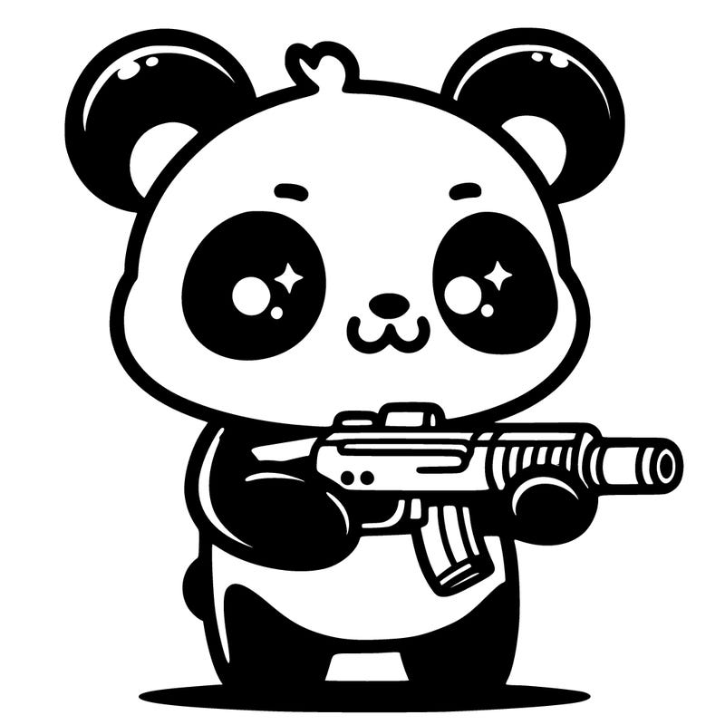 cute panda with a gun