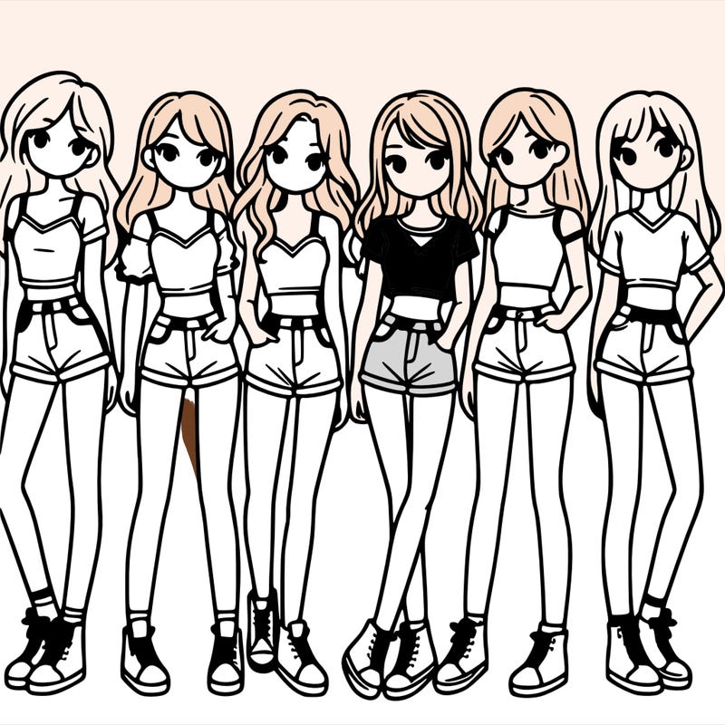 a group of girls wearing crop tops and shorts