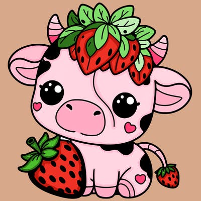 cute strawberry cow