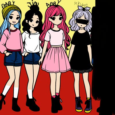 a group of five girls