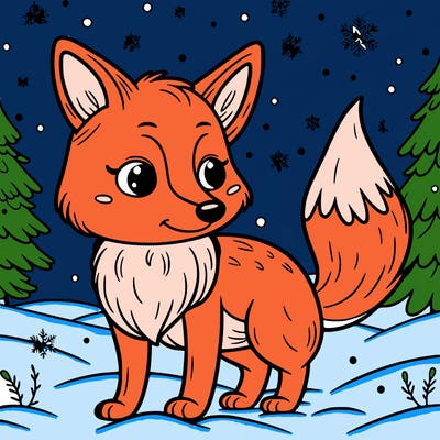 a fox in the snow